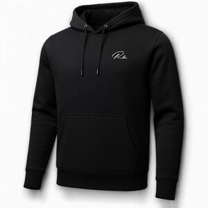 River Island Men's‎ black hoodie with white logo